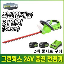 그린웍스 24V 전기 충전 전동 전정기 전지 전정 가위 잔디 깎기 전동톱, 2팩