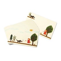 빨간 모자 동화 배경 일러스트 미니 메모장 카드, 단품