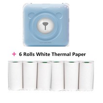 라벨프린터 a6 mini peripage pocket Thermal photo printer mobile 블루투스 휴대용 레이블 티켓 영수증 pos 프린터 접착 용지 무선, 3-프린터 추가 6 롤