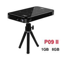 빔 프로젝터 프로젝트 휴대용 미니 소형 캠핑용 dlp p09 ii 스크린 안드로이드 홈, 블랙 p09 ii 1기가바이트 8기가바이트, 미국 플러그