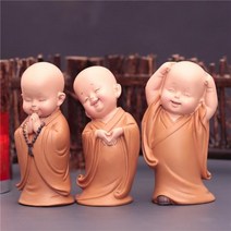 귀여운 작은 스님 상태 인형 종교 부처님 수지 공예 미니어처 장식품 액세서리 홈 자동차, 12 3pcs Set C