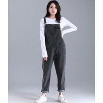 큰 사이즈 멜빵 서스펜더 팬츠 여성 슬림 스트레치 하렘 청바지