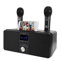 SD309 홈 노래방 기계 블루투스 오디오 듀얼 무선 마이크 TV 오디오 카드 U 디스크 오디오 홈 KTV, Black
