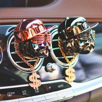 아이나비 힙합독 목걸이 풀구성 차량용 송풍구 방향제, 티타늄블랙_다우니코튼_골드목걸이