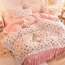 퀸 이불 공주풍 세트 4종 침대 레이스 커버 더블 벨벳