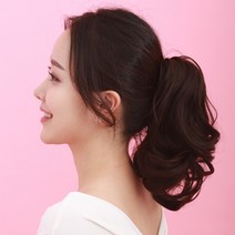 테일 숏세팅 웨이브 집게핀 가발 짧은머리 파마머리 단발머리 여성 묶음머리, 네츄럴브라운(b)