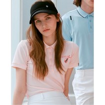 [21SS 헤지스 골프 여성]소프트핑크 그래픽 트리컬러 카라티셔츠HWTS1B914P1