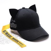 캣폴 베란다펫도어 원목캣타워 캣타워DIY 벨벳 고양이 귀 야구 모자 귀여운 긴 스트랩 캡 여성 봄/여름 스트리머 남성 펑크 디자이너, [01] adjustable, [03] blackHR redW ear