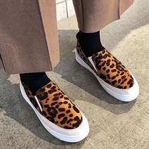 [DSM] 귀여운 키높이 굽 스니커즈 슬립온 호피무늬 35센치