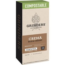 그라인더 커피 캡슐 크레마 10개 Grinders Compostable Coffee Capsules Crema, 1팩