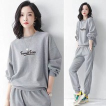 Bersdnor 2022 가을 겨울 조거츄리닝세트 패션 라운드 자수 긴팔 트레이닝 투피스 오버핏 루즈핏
