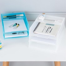 데스크테리어 서류 수납 오픈 A4용지보관함 병원 책상 결재함 학교 시스템, BLUE