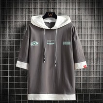 명품 스타일 후드 티 오버핏 롱 반팔 여름 빅사이즈 새로운 남성 셔츠 셔츠 패션 하라주쿠 탑스 캐주얼 면 셔츠 남성 프린트 의류