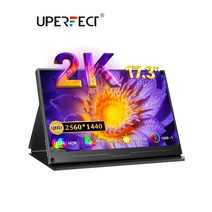 Uperfect 2K 휴대용 모니터 업그레이드 된 17.3 "매트 IPS HDR QHD 안과 관리 스크린 게임 듀얼 스피커 컴퓨터 디스플레이 미니 HDMI 2 Type-C VESA 용 랩톱 PC MAC 전화 w/스마트 케이스., 01 영국 플러그