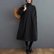 신이SH 더블샵 큰언니 빅사이즈 겨울철 따뜻한 코드로이 원피스 골덴 단추 미디원피스