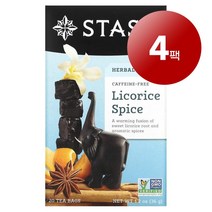 리암마켓 Stash Tea 허브 티 감초 스파이스 무카페인 티백 20개입 36g 2팩, 4팩