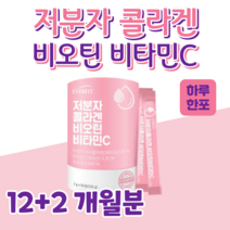 저분자 콜라겐 프리미엄 비오틴 비타민C 저분자 피쉬 콜라겐 물고기 비늘 어린 하루 한포 500 달톤 영국산 비타민 히알루론산 엘라스틴 펩타이드 새콤 달콤 레몬맛, 12+2 개월분, 2g x 60포 (하루 1포)