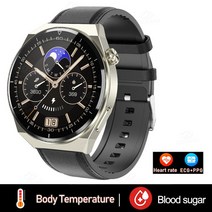 ECG PPG 스마트 워치 남성 건강 혈압 심장 박동 피트니스 스포츠 시계, [02] Black Leather