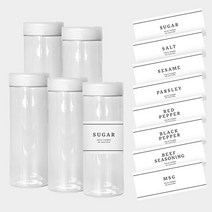 흰색캡 원형 조미료통240ml X 5개+라벨지8종세트 이, 02_240ml 원형통(블랙)-(5개+라벨지8종)