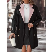 l2023신상l SHEIN Clasi 투 컬러 더블 브리스티드 허리띠 트렌치코트 218014
