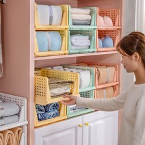 슬라이딩 옷정리트레이 티셔츠 바지 정리함 옷장 수납함 4컬러, 소형, 연분홍