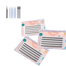 미도 인조속눈썹 부분 가닥 속눈썹 A형 I형 V형 E형 셀프 연장 자연스런운 가속눈썹+브러쉬, A+V+V 세트, 1세트