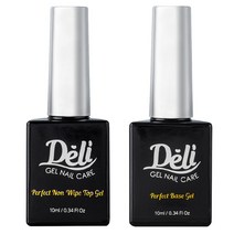 델리뷰티 퍼펙트 베이스젤 10ml + 논와이프 탑 젤 10ml 세트, 혼합 색상, 2세트