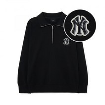 MLB 엠엘비 에스파 카리나 착용 베이직 미디움로고 반집업 오버핏 맨투맨 NY (Black)