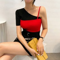 베이시코 / 섹.시 배색오프숄더 끈니트