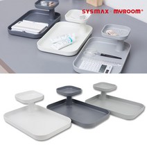 2칸 소품 화장품 사무용품 트레이 정리대 소품수납 명함꽂이 정리용품 책상, 1개, 그레이