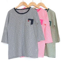 엄마7부티 순면 여름 국산100% 여성 아줌마 줄무늬