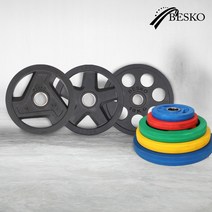 베스코 3홀 블랙 중량원판 2개 SET 바벨 헬스 홈짐, 5kg 2개, 5kg 2개