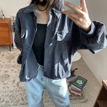스키니어 코듀로이 크롭 셔츠 여성남방