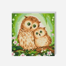 퍼즐피플 보석십자수 동물, 1Ea, DIY 보석십자수 꽃과 부엉이 30x30cm