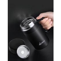 보온 보냉 컵 물병 텀블러 머그컵 스테인레스 손잡이, 일반신사블랙420ml+컵브러시