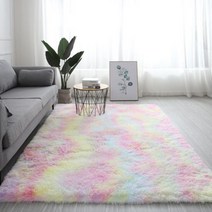 발 매트 ruldgee ellipse 타원형 타이다이 카펫 침실 침대 옆 담요 침대 앞 거실 alfombra 티 테이블 긴 울 더블 컬러, 60x160cm, 무지개