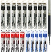 Pentel 에너겔 노크식 볼펜 0.5/0.7mm 리필 20개 세트, 0.5mm리필 흑색10개+청색5개+적색5개 세트