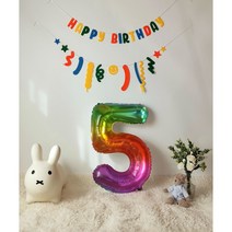 [오늘발송] 무지개 숫자풍선 40인치 은박 호일풍선 생일파티용품 레터링, 1