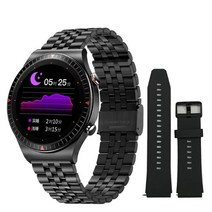 스포츠 음악 스마트 워치 남자 4G 메모리 녹음 기능 블루투스 전화 전체 터치 피트니스 트래커 안드로이드 ios에 대한 Smartwatch|Smart Watches|, 1개, 단일, Black five steel