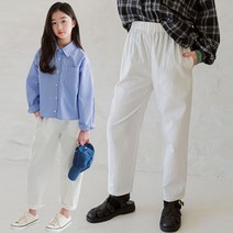 미니로이 니키 여아 주니어 초등학생 밴딩 화이트 팬츠 바지