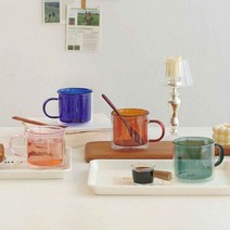 이중 글라스 머그컵 350ml 4컬러 이중유리컵 유리머그 유리머그컵 더블월컵 더블월글라스 더블월머그 커피머그 라떼머그 티머그 요거트볼 시리얼볼 디저트볼, 핑크