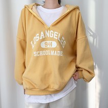 티데일리 여성용 테리 기모 반집업 후드 티셔츠