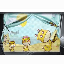 차량용 모기장 햇빛 가리개 NF쏘나타 운전석 HG 베라크루즈 펠리세이드 아반떼 어린이 올뉴카니발 싼타페DM 더뉴K3 k7 여름 스파크 그랜져IG 가림막, 1개, 옐로우기린 뒷좌석1P