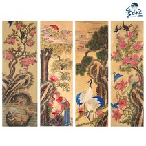 화조도 4폭 병풍 1 민화 도안 본그림 민화그리기 공모전 취미 원데이클래스 컬러링 민화본, 화조도 4폭 병풍(4), 고급 닥순지, A1