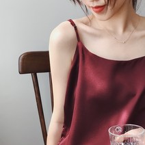 여성 새틴 나시티 베이직 봄 여름 외출 여자 끈 나시 2023 상의 Satin sleeveless shirt XK0087