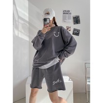 꾸안꾸 데일리 맨투맨 반바지 세트 캠핑룩 리조트룩 3컬러 44-88