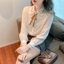 봄옷 디자인 소소한 서양풍 패션 기질 프렌치 쉬폰 셔츠 상의