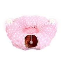 고양이 터널 방석 숨숨집 하우스 장난감 호박형 핑크, 단품