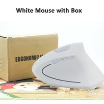 무선 수직 마우스 인체 공학적 게임 마우스 24G 1600 인치 당 점 USB 광학 손목 건강한 마우스 PC 컴퓨터, 05 White Mouse and Box