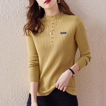 채윤러브 chaeyoon love 반폴라 여성 슬림핏 니트티 40대 엄마옷
